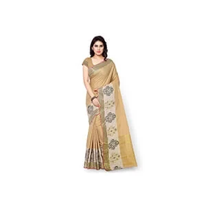 Cream silk banarasi saree