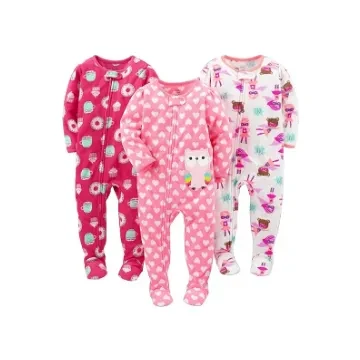 Carter's Simple Guys Toddler and Infant Girls' Flame Resistant Fleece Pajamas, 3 Pack